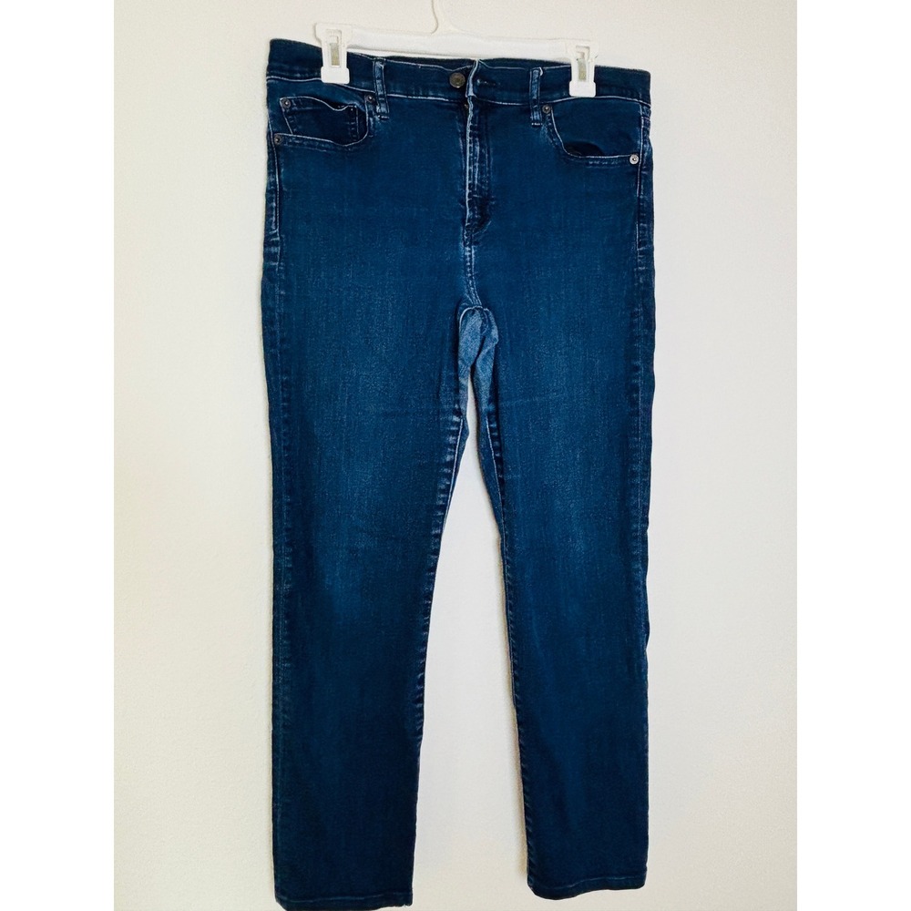Gap 1969 Slim Straight Jeans Mens 32S Dark‎ Wash Blue Denim Stretch Pants